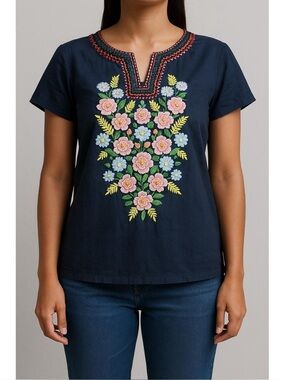 Talbots Floral Embroidered Top